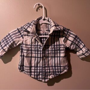 Little Planet (by Carter’s) Blue Infant Plaid Button-Up Shirt - Cream & Navy